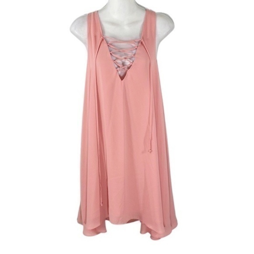 LaRoque Originals Pink Lace Up Sleeveless Dress Small S UU4